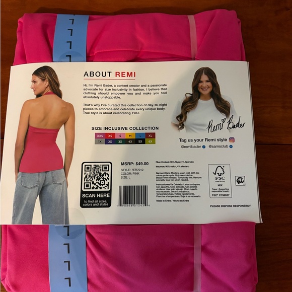 NWT Remi Bader Pink Halter Top Stretch Fitted L - Picture 3 of 4